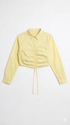 MAX butter yellow ruched cropped shirt for women with drawstring front detail premium stock fashion KPT Egypt