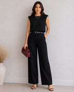 MAX black pleated textured sleeveless top for women with elegant crinkled design premium stock fashion KPT Egypt
