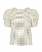 MAX cream polka dot puff sleeve blouse for women  premium stock fashion KPT Egypt