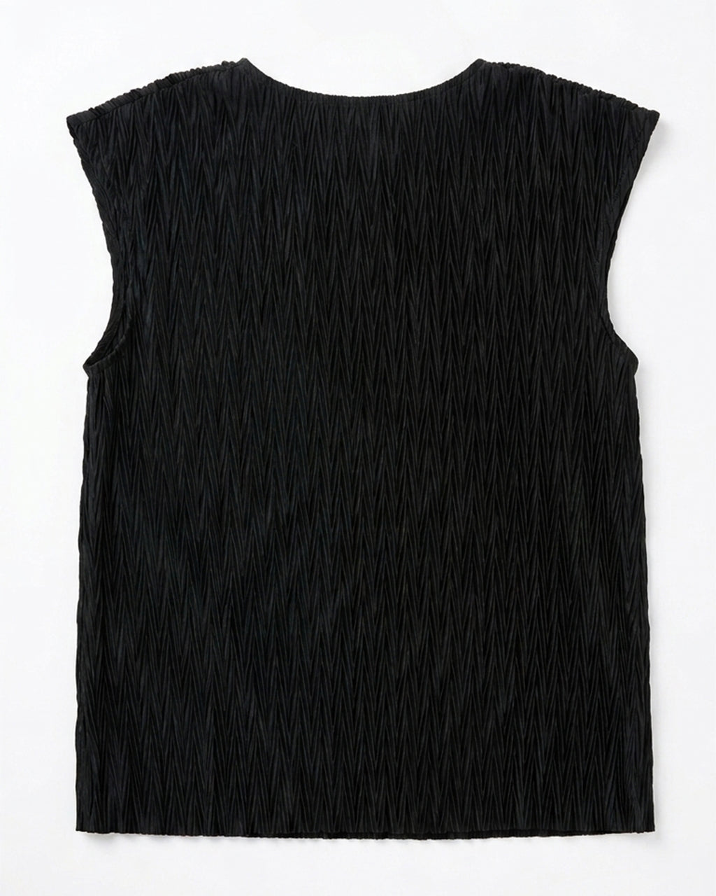MAX black pleated textured sleeveless top for women