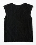 MAX black pleated textured sleeveless top for women