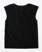 MAX black pleated textured sleeveless top for women