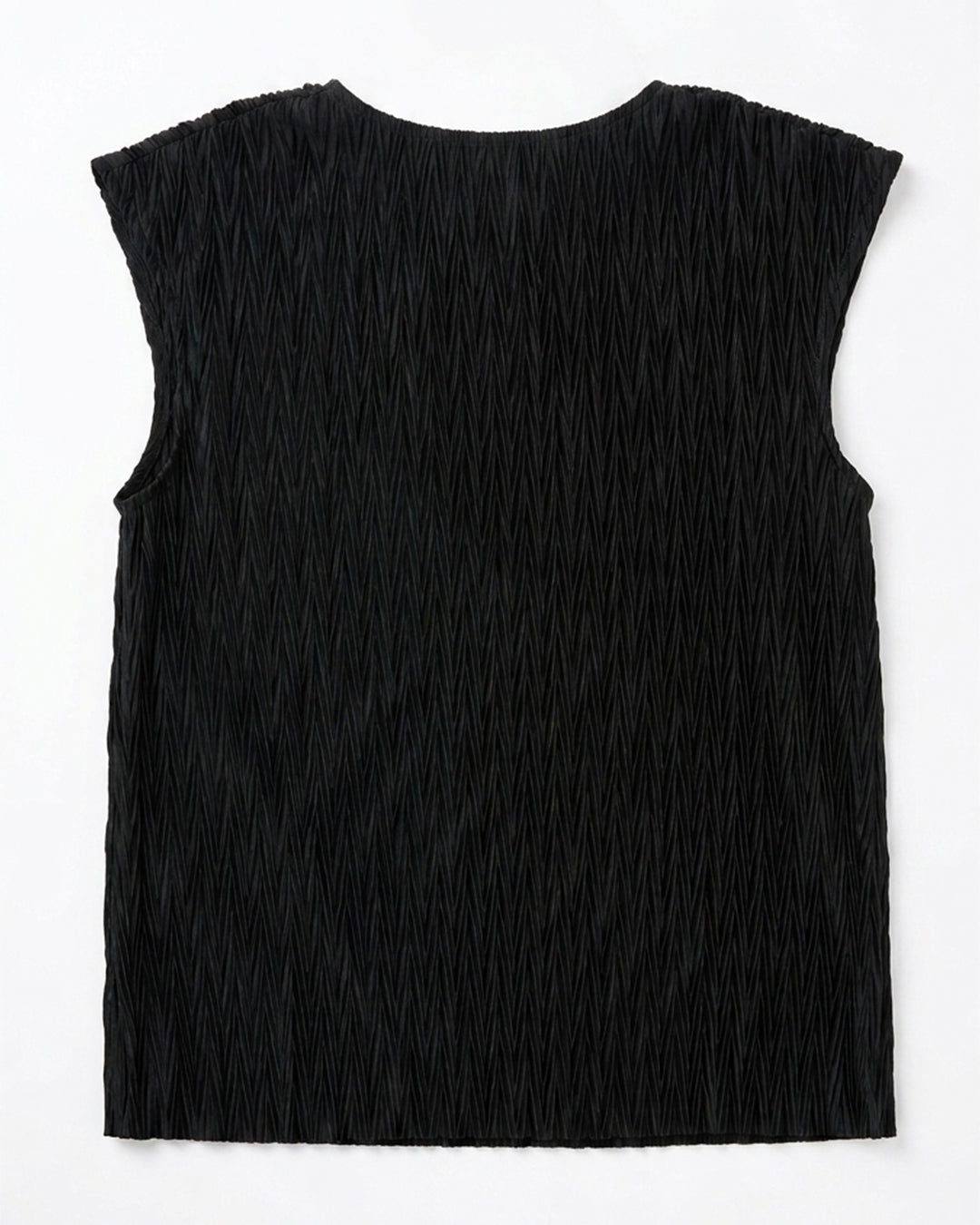 MAX black pleated textured sleeveless top for women
