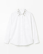 MAX white cotton shirt with crystal embellished collar women's button-down shirt premium stock fashion KPT Egypt