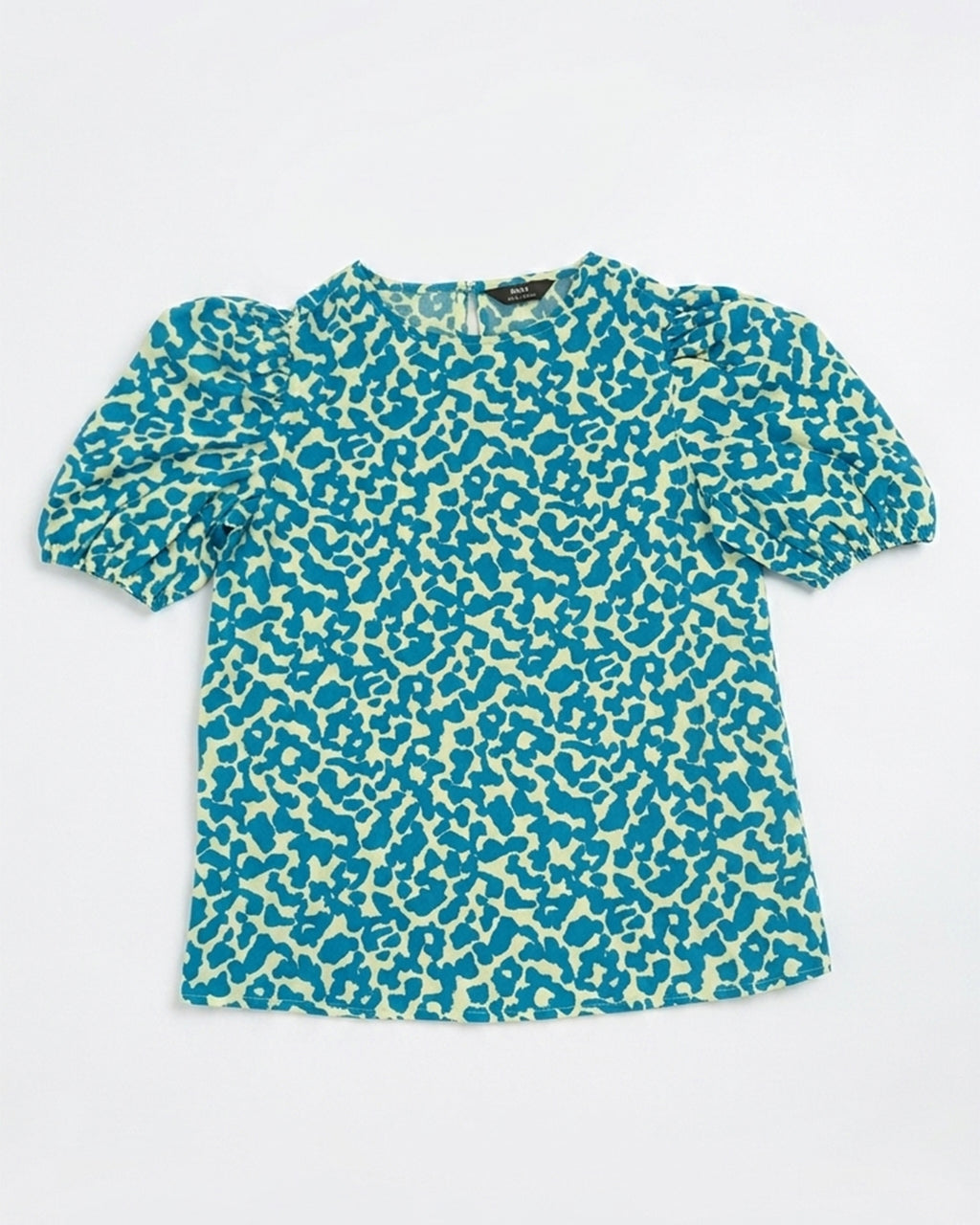 MAX Blue Animal Print Puff Sleeve Blouse