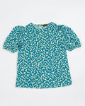 MAX Blue Animal Print Puff Sleeve Blouse